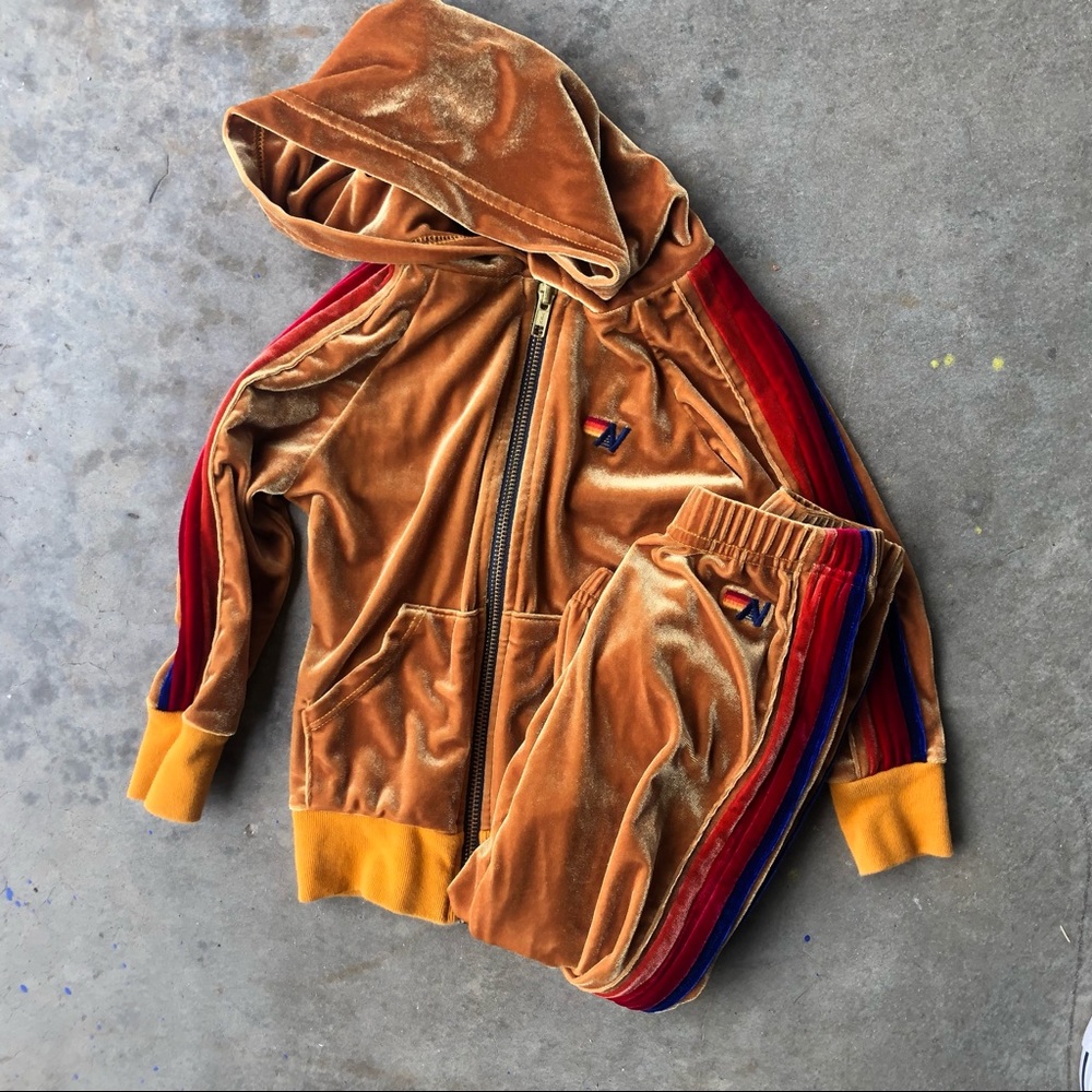 Aviator Nation Kids Classic Velour Set - Nugget Gold